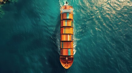 Fototapeta na wymiar Cargo Ship Containers View from Above Generative AI