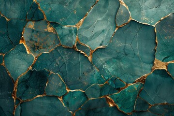 Kintsugi Wallpaper with Jade, Gold, and Assorted Gemstone Textures Generative AI