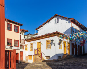 Fototapeta na wymiar Beautiful mansions in Corrêa Rabelo square in the historic center