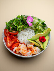 The restaurant serves bowls, sushi, and ramen, representing Pan-Asian cuisine