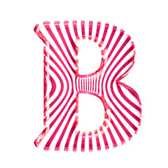 White symbol with pink vertical ultra-thin straps. letter b