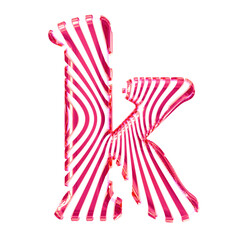White symbol with pink vertical ultra-thin straps. letter k