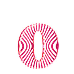 White symbol with pink vertical ultra-thin straps. letter o