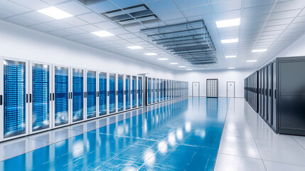 CPD Centro de proceso de datos moderno con servidores en fila