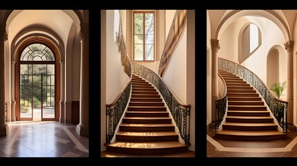 3d render of a stairway in an old castle. 3d illustration
