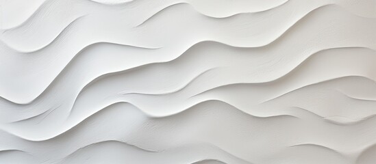 A close up of a grey slope landscape with aeolian landform patterns resembling waves on a white wall, creating a serene and unique aesthetic - obrazy, fototapety, plakaty