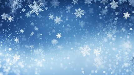 Random falling snow flakes wallpaper. Snowfall dust freeze granules, Snowfall sky white teal blue background - Powered by Adobe