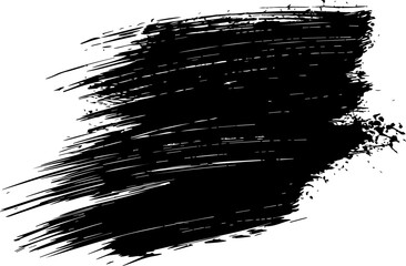 Single rough paint brushstroke design element, black abstract hand drawn artistic grunge ink shape
