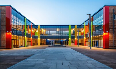 A bright modern school building - obrazy, fototapety, plakaty