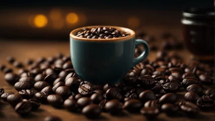 Keuken spatwand met foto Delicious coffee beans and cup © Moon
