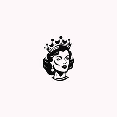 Queen logo for women with creative crown concept Vector