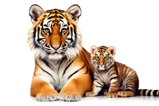 Maternal Care: Tiger Mother and Cub in High Resolution