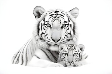 Maternal Care: Tiger Mother and Cub in High Resolution