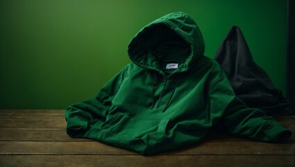 Green hoodie on green background