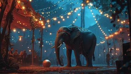 Foto op Aluminium African elephant in circus 3D illustration © ksu_ok