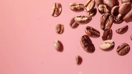 Foto auf Leinwand coffee beans flying on isolated background © ksu_ok