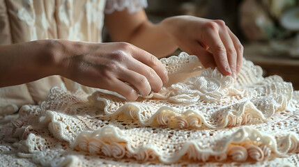 Lace Elegance: Crocheted Doily - obrazy, fototapety, plakaty