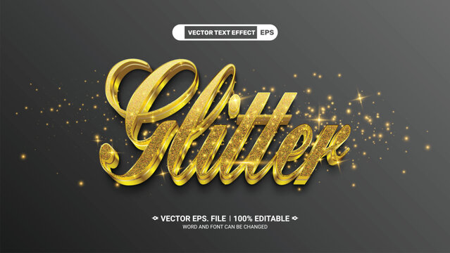 Shiny gold glitter vector text style effect on golden sparkle background