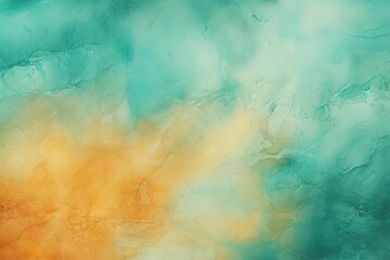 Rust Teal Taffy abstract watercolor paint background barely noticeable with liquid fluid texture for background, banner with copy space and blank text area - obrazy, fototapety, plakaty