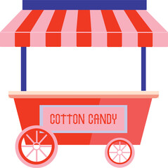 Cute cotton candy cart vector illustration