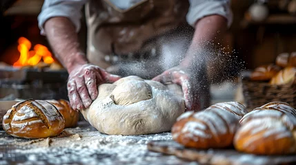 Gartenposter Traditional Bread Making: Artisan Bakery © Katerina