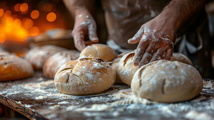 Bread Shaping: Artisanal Craftsmanship - obrazy, fototapety, plakaty