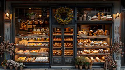Bakery Delicacies: Fresh Bread Display - obrazy, fototapety, plakaty