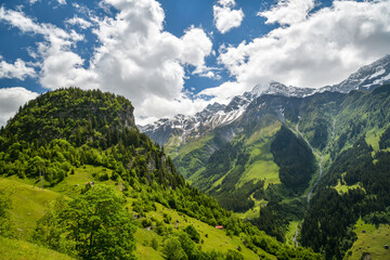 View on beautiful Maderanertal valley in Swiss Alps