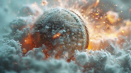 Capture the intense moment as leather meets willow in a close-up shot of a cricket bat striking the ball. Witness the raw power and precision frozen in ultra HD clarity.