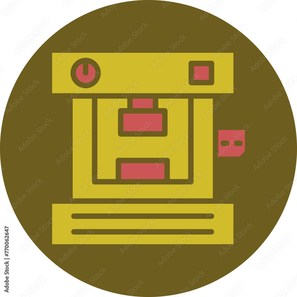 Poster hydraulic press glyph two color circle icon