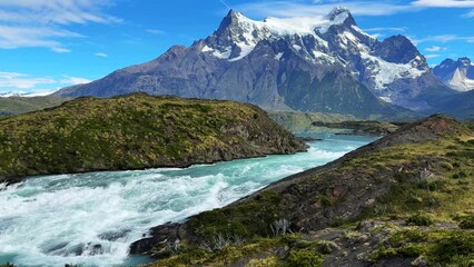 Salto River in Torres del Paine National Park in Chile Patagonia