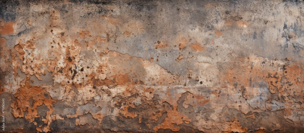 Aufkleber a macro shot of a weathered metal surface with rust patches, creating a unique pattern that resemble