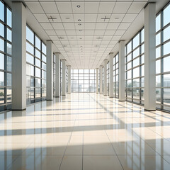 Fototapeta premium The empty hall of an office or medical institution with panorami