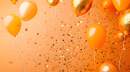 Orange balloons composition background - Celebration design banner