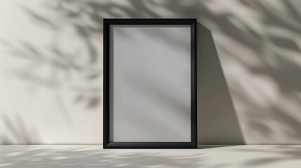 Black Frame Artwork Mockup with Impeccable Detail and Shadow Play on a Uniform Background.