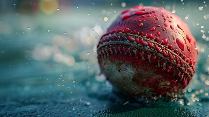 Capture the kinetic energy of a cricket ball mid-flight, its trajectory frozen in time as it hurtles towards the waiting hands of a fielder.