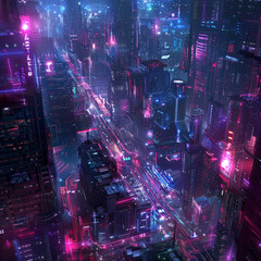 Cybernetic Cityscape: Imagine the particle network as a futuristic cityscape, with particles representing buildings, streets, and data highways. Use architectural element, neon lights, and futuristic.