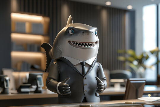 Cool Shark CEO 3d Cartoon