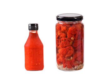 pickled pepper hot sauce carolina reaper seasoning isolated on white transparent background