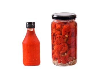 pickled pepper hot sauce carolina reaper seasoning isolated on white transparent background