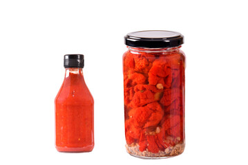 pickled pepper hot sauce carolina reaper seasoning isolated on white transparent background