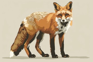 Illustration of a red fox on a plain background

