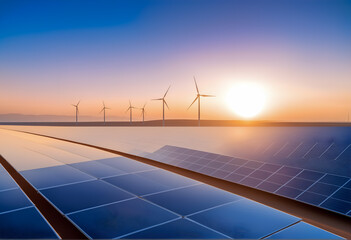 Solar photovoltaic panel plant and wind turbines - 770070069