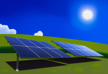 Solar photovoltaic panels on nature. Safe energy generation - 770070088