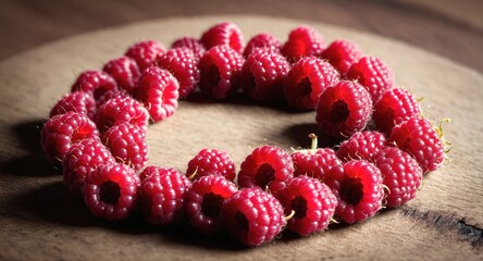 Fresh raspberry fruits on wooden background - 770070411