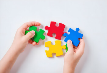 Autism symbol. Colorful puzzle pieces. - 770071468