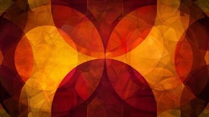  A close-up photo of a red and yellow backdrop featuring a circle on the lower right corner and a smaller circle in the upper left part of the bottom half - obrazy, fototapety, plakaty