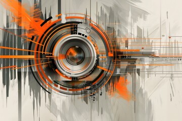A vector graphic of an abstract circular sound system
