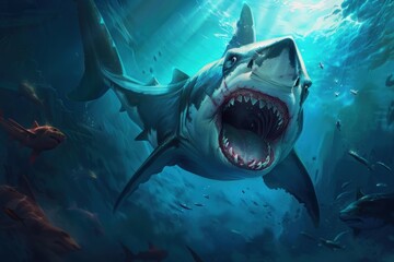 Fototapeta premium concept art of an aggressive shark