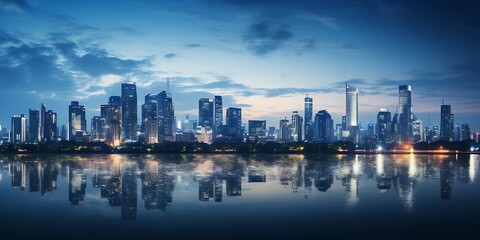 Fototapeta na wymiar Panoramic view of modern skyscrapers in Shanghai, China
